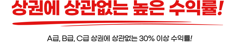 상권에 상관없는 높은 수익률!